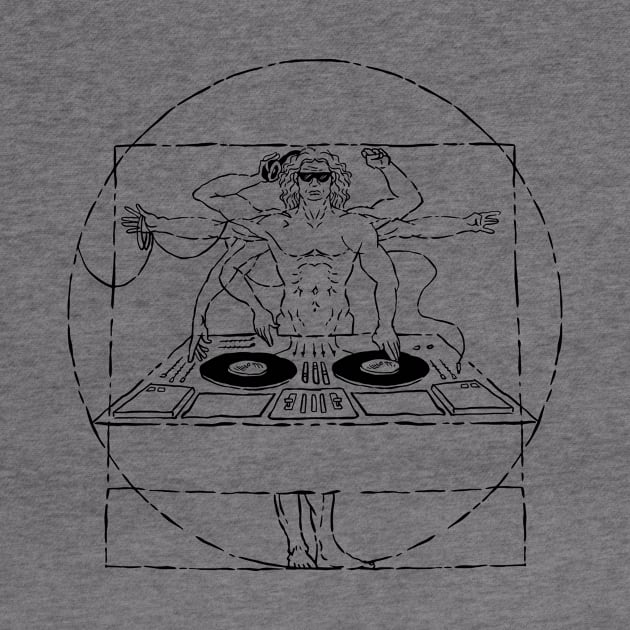 Funny Vitruvian Man DJ Disc Jockey by SLAG_Creative